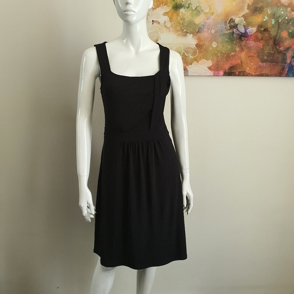Esprit Size M Solid Black Square Neck Sleeveless Knit Dress - Picture 11 of 11